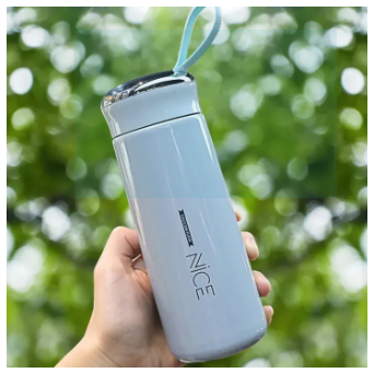 400ml Glass Water Bottles NICE | Double Wall Vacuum Insulation Hot & Cold Thermos Flask | Easy to Carry Travel Water Bottles