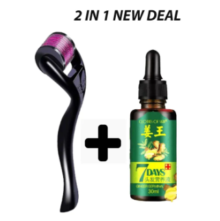7 Days Hair Growth serum with Derma Roller With 540 Micro Needle Skin Therapy 0.50mm Natural Hair Treatment Effective Fast Growth Hair Care