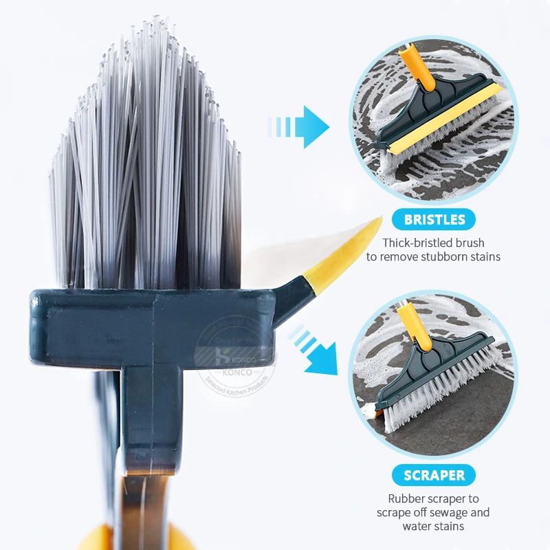 Floor Scrub Brush 2 In 1 Cleaning Brush Long Handle Removable Wiper