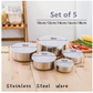 SP Dealz [Set of 5] Stackable Stainless Steel Snack Food Storage Containers With Lids, Leakproof Clear Lids For Lunch, Leftovers, Soups, Salads Meal Prep and Storage, Reusable for Kids and adults