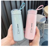 400ml Glass Water Bottles NICE | Double Wall Vacuum Insulation Hot & Cold Thermos Flask | Easy to Carry Travel Water Bottles