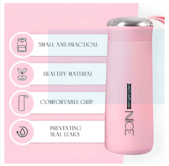 400ml Glass Water Bottles NICE | Double Wall Vacuum Insulation Hot & Cold Thermos Flask | Easy to Carry Travel Water Bottles