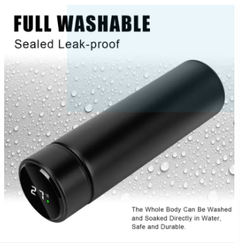 Temperature Display Vacuum Insulated Water Bottle 17oz,Thermo Flask Made of Premium Stainless Steel Coffee Cup
