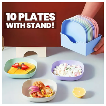 10Pcs Multi-function Spit Bone Dish Household Food Grade Plastic Spit Bone Dish Round Square Set Dining Table Garbage Plate