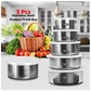 SP Dealz [Set of 5] Stackable Stainless Steel Snack Food Storage Containers With Lids, Leakproof Clear Lids For Lunch, Leftovers, Soups, Salads Meal Prep and Storage, Reusable for Kids and adults