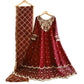 Embroidered Maxi Dress – Shamose Silk 3-Piece with Dupatta for Women
