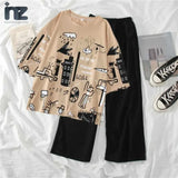Women oversized Relax In Comfortable Printed T-Shirts and trouser for Girls