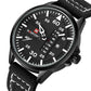 NAVIFORCE Waterproof Military Sport Quartz Men's Watches With Leather Strap White