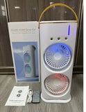 Rechargeable Automatic Rotating Dual Double Spray Mist Fan with Lightening Effects