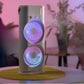 Rechargeable Automatic Rotating Dual Double Spray Mist Fan with Lightening Effects